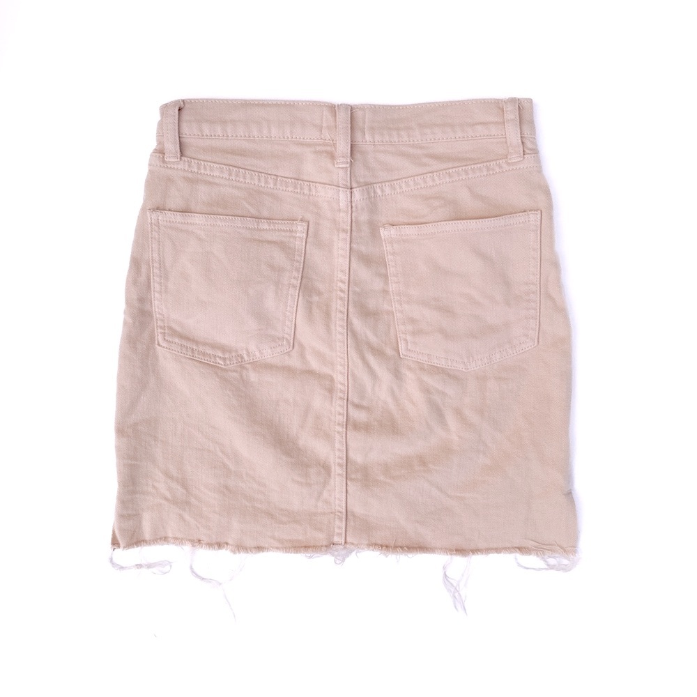 Aritzia Wilfred Free Distressed Tanit Denim Mini Skirt Pink Primrose - Size 8 - Picture 3 of 5
